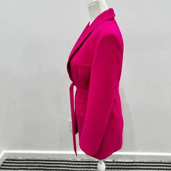 Zara Set Pink Tuxedo Collar Tie Waist Blazer and Flowy Pants. Blogger Fav - Picture 9 of 16